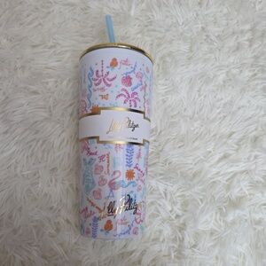 Lilly Pulitzer Tumbler with Straw  24 oz "Summer Serenade"
